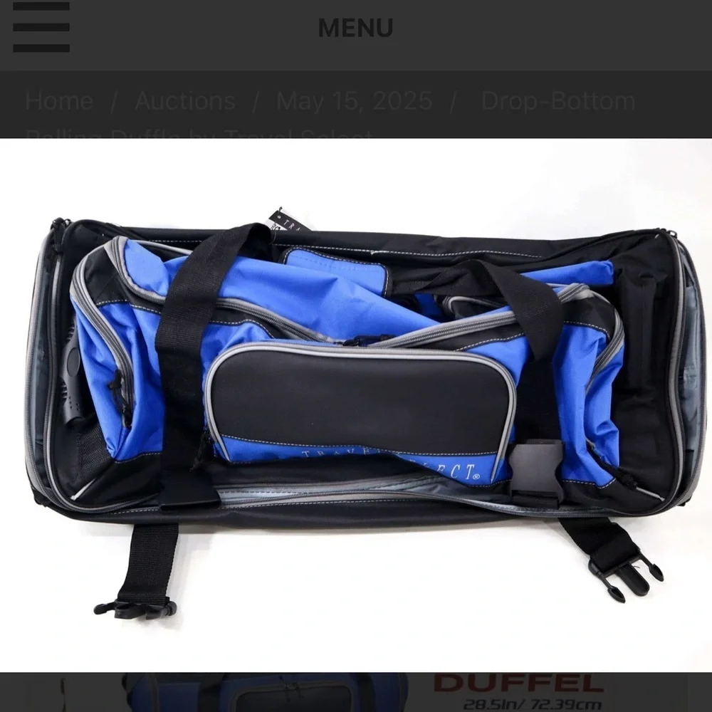Blue and Black Duffel Bag